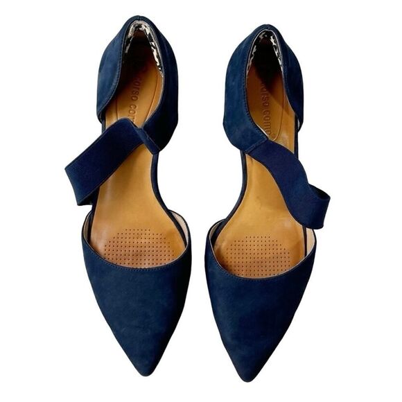 Corso Como Blue Suede Pointed Toe Cross Strap Pump Sandal Size 8.5 M - Picture 1 of 5